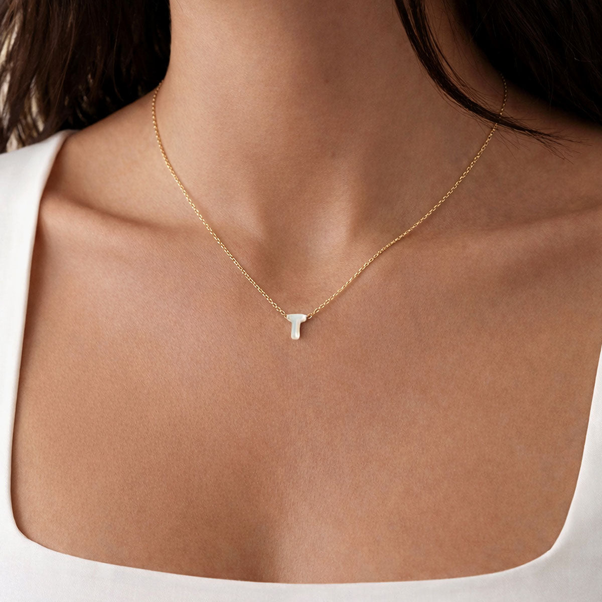 Monogram Mini Mother of Pearl Necklace