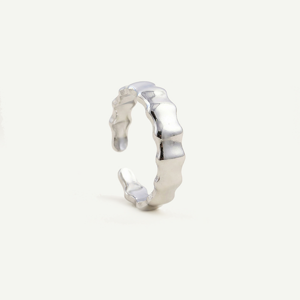 Textured Edged Open Ring, Silver