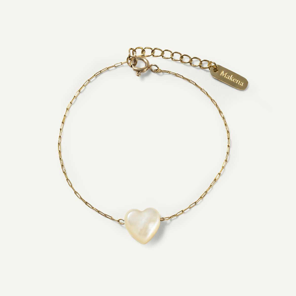 MOP Heart Bracelet, Gold