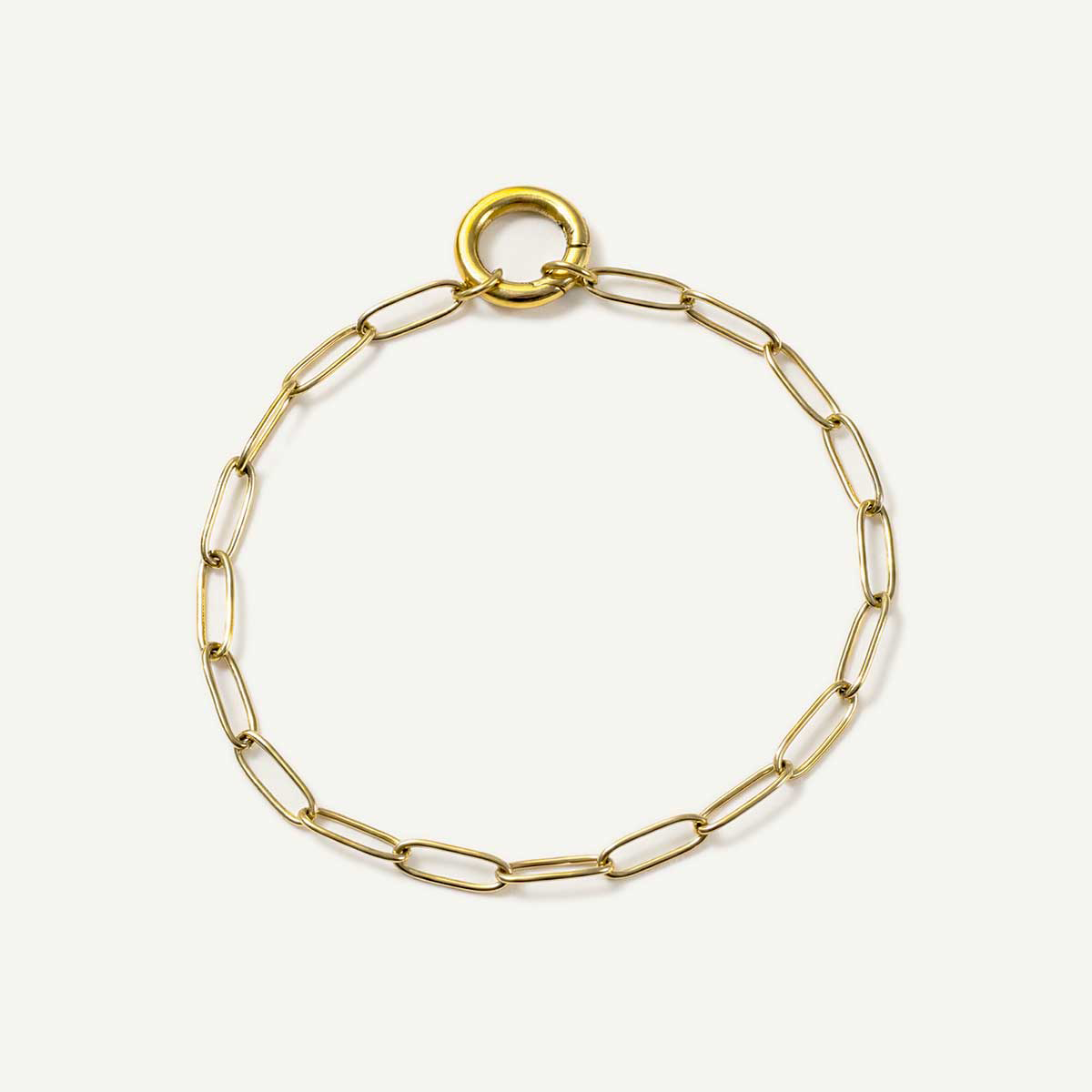 Paperclip and Circle Closure Bracelet, Gold