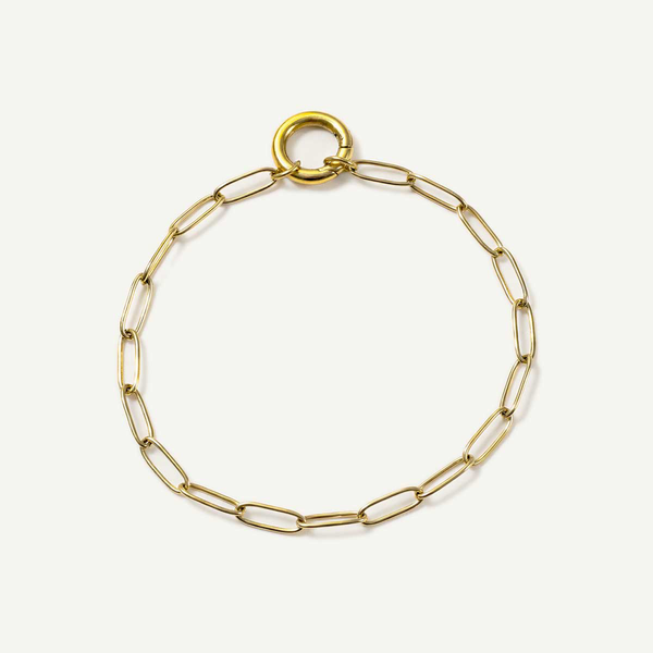 Paperclip and Circle Closure Bracelet, Gold