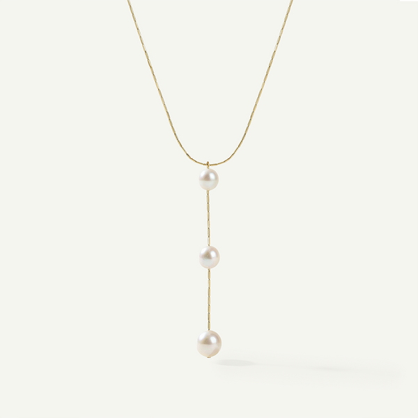 Alena White Pearl Necklace, Gold
