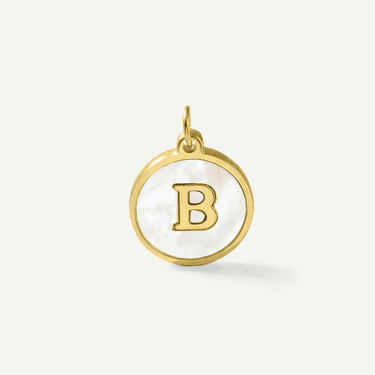 MOP Circle Monogram Letter Charm