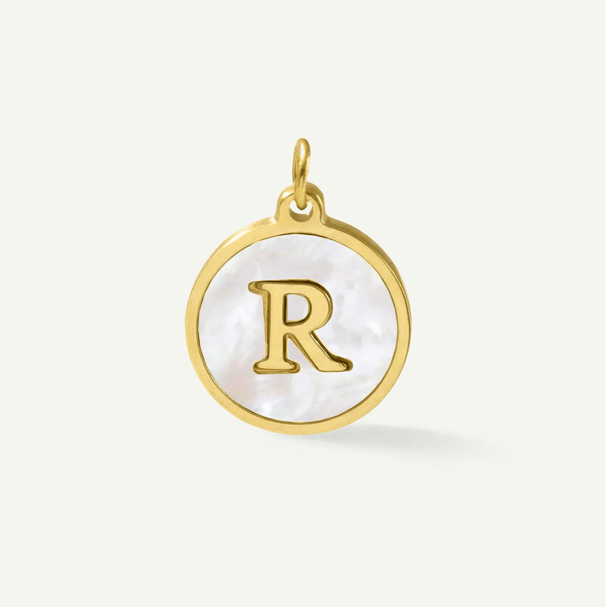 MOP Circle Monogram Letter Charm