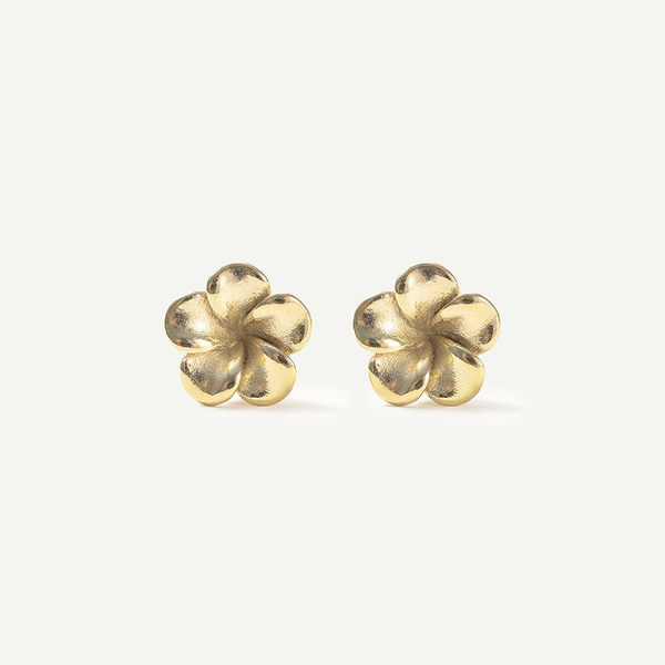 Plumeria Studs, Gold