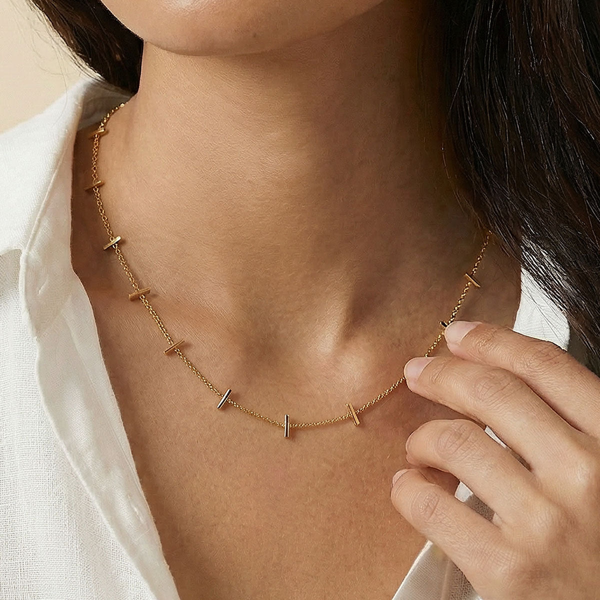 Hina Gold Bar Necklace, Gold