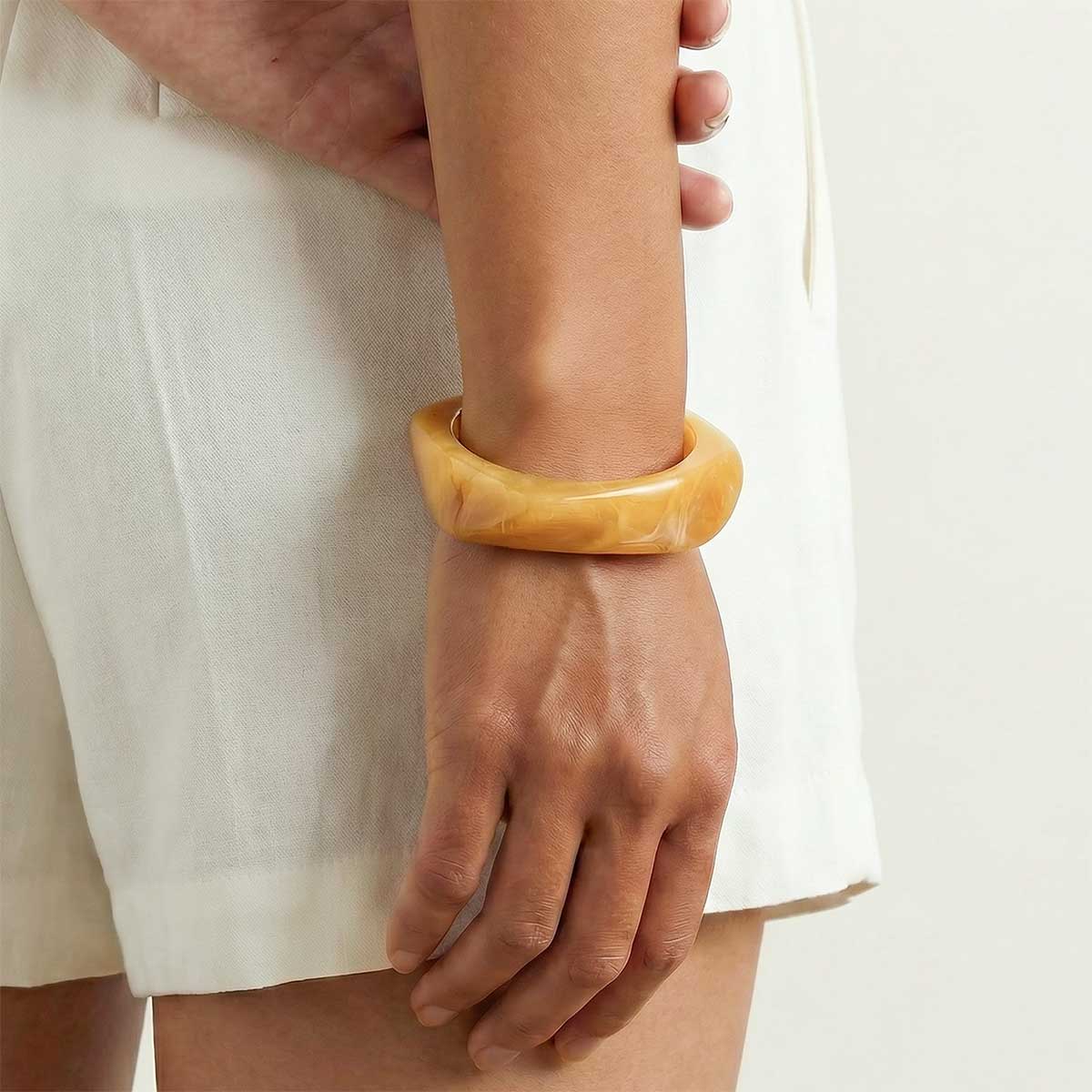 Orange Square Resin Bangle