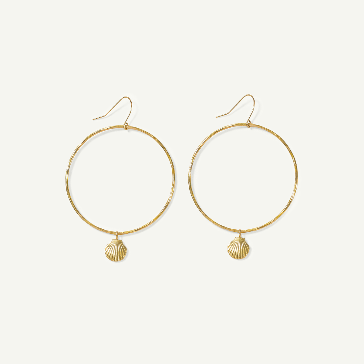 Golden Shell Large Hoops, Gold