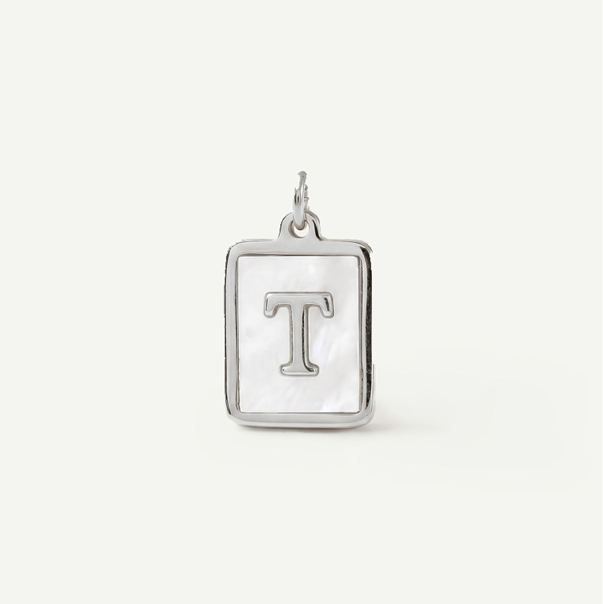 MOP Rectangle Monogram Letter Charm
