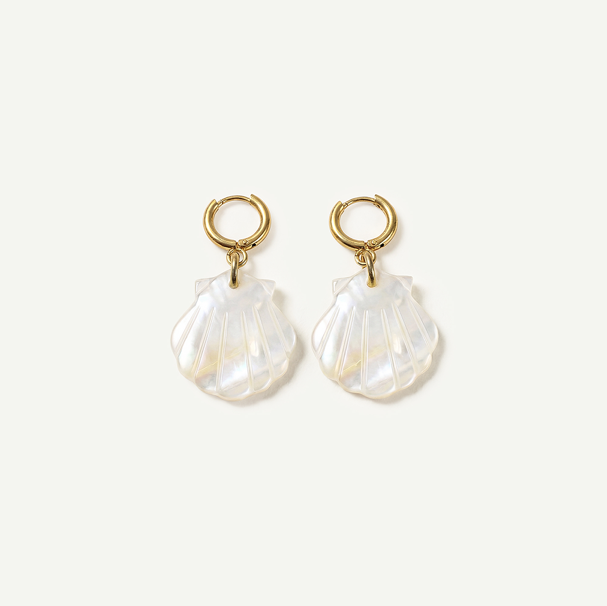 Shell Mother of Pearl Huggies, Gold