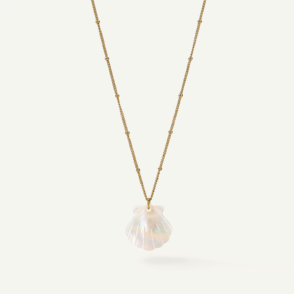 Mother of Pearl Shell Necklace, Gold