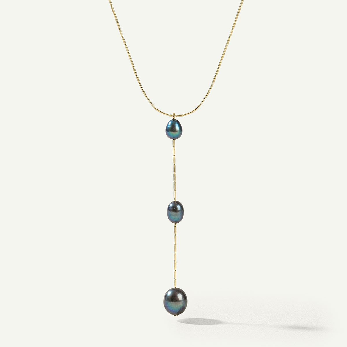 Alena Dark Pearl Necklace, Gold