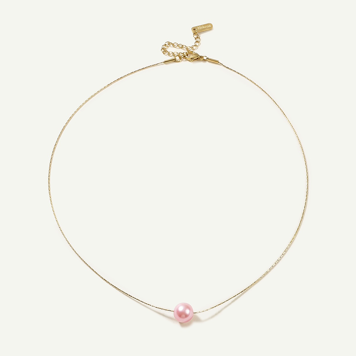 Pink Pearl Necklace, Gold