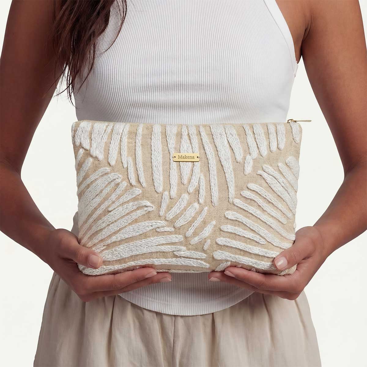 Hinuhinu Spiral Embroidered Large Clutch