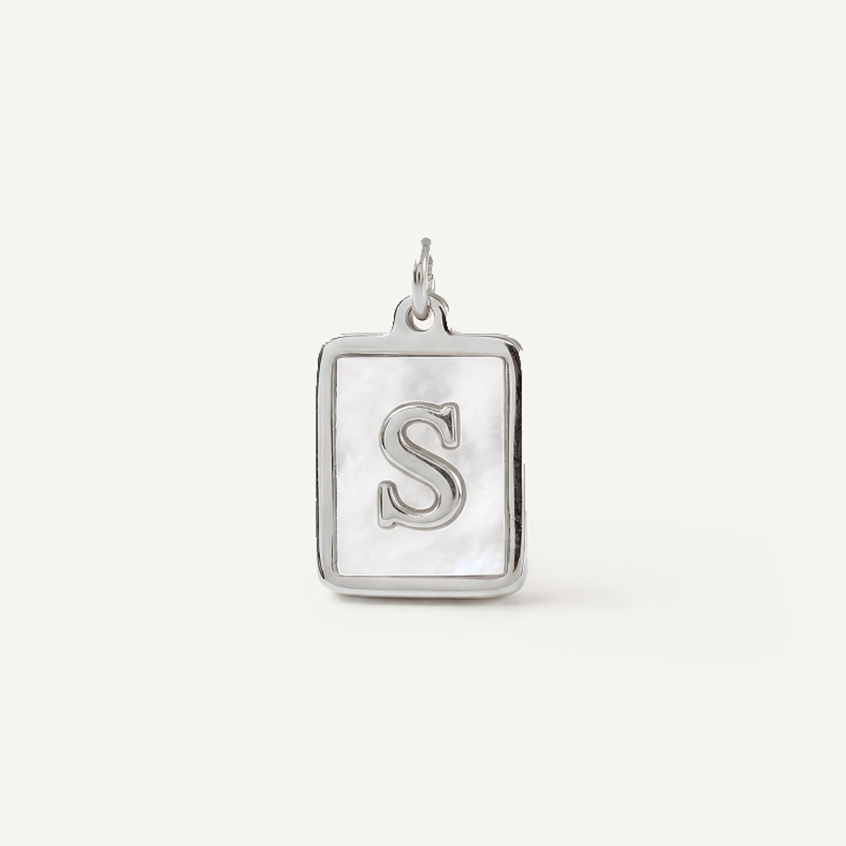 MOP Rectangle Monogram Letter Charm