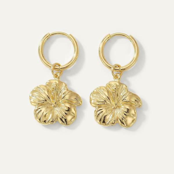 Hibiscus Mini Hoops, Gold