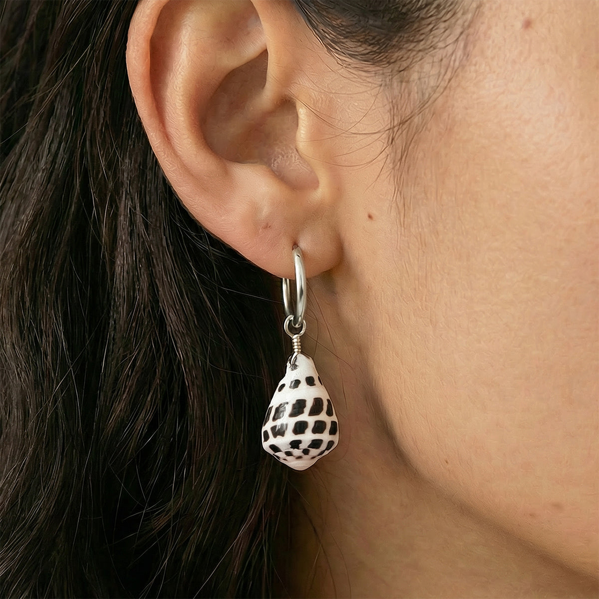 Hebrew Shell Mini Hoops