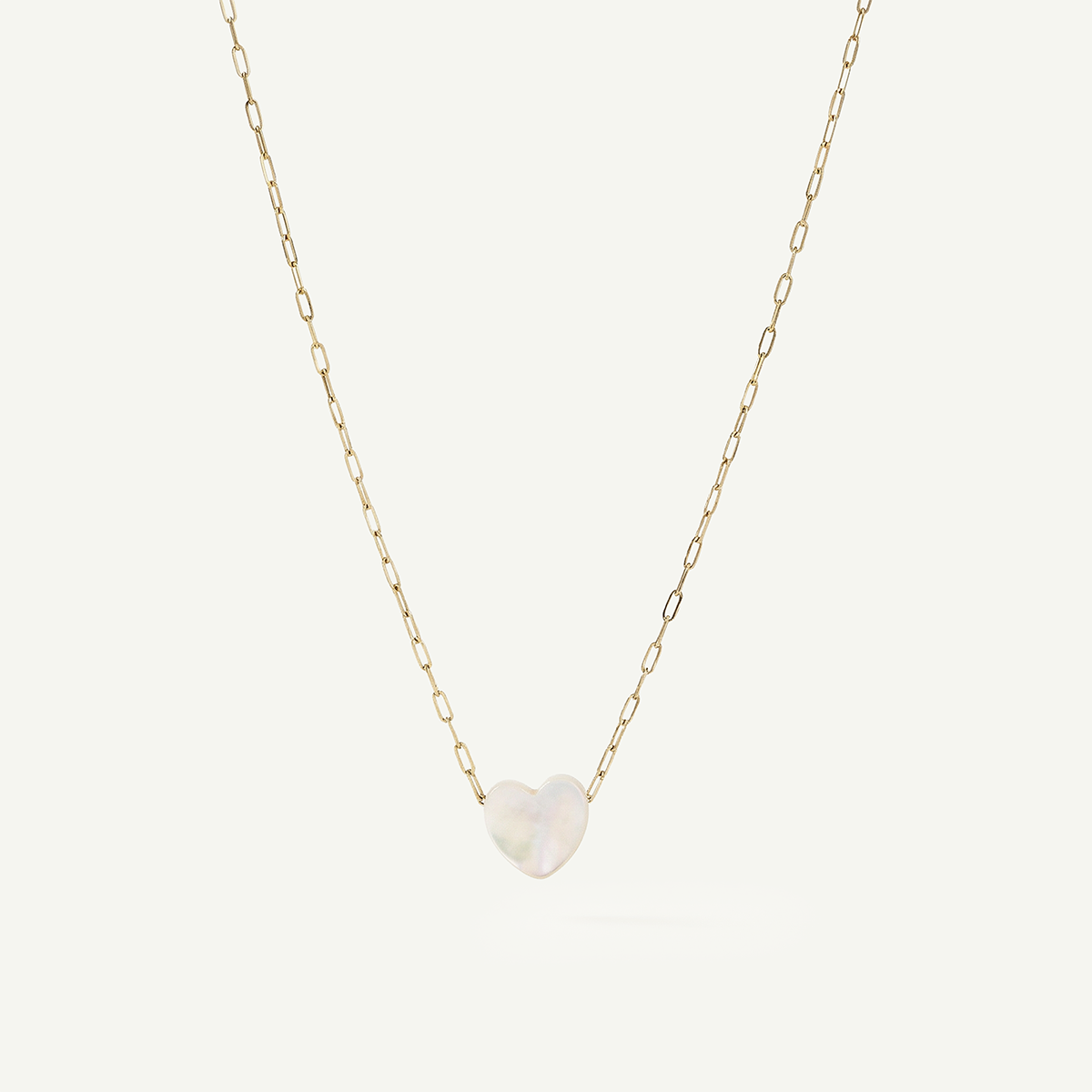 Mother of Pearl Heart Necklace, Gold
