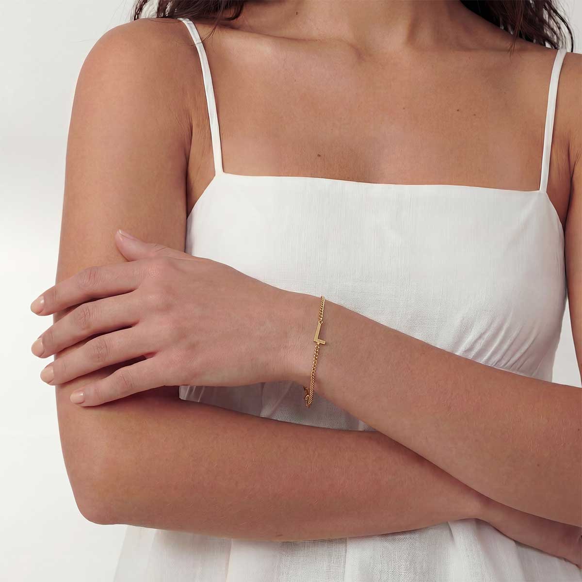 Monogramed Curb Chain Bracelet
