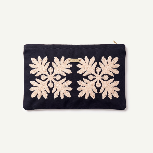 ‘Ulu Quilt Embroidered Large Clutch