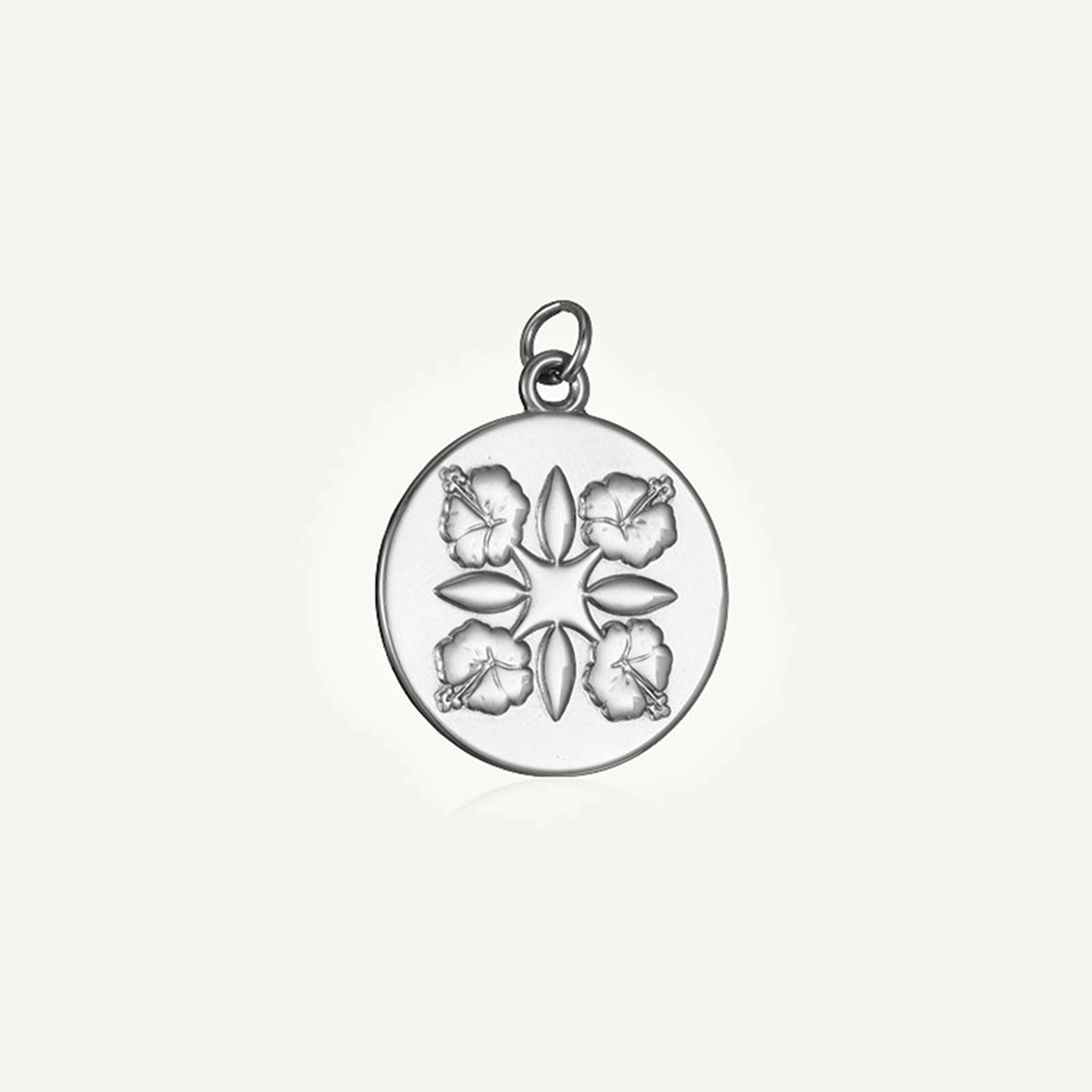 HIbiscus Quilt Circle Pendant