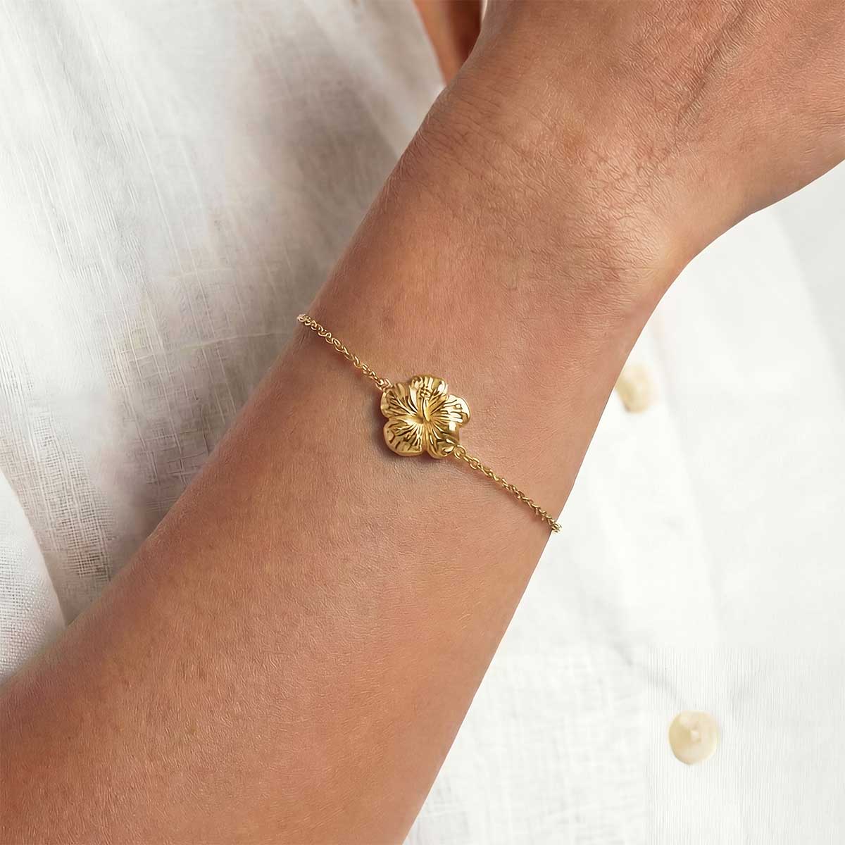 Hibiscus Bracelet, Gold