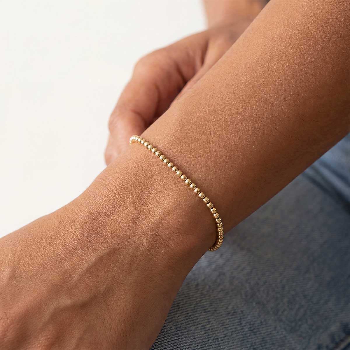 Bead Elastic Bracelet, Gold