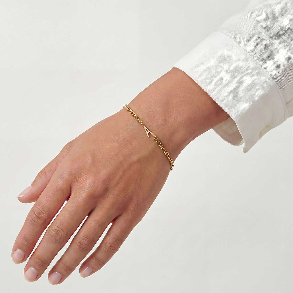 Monogramed Curb Chain Bracelet