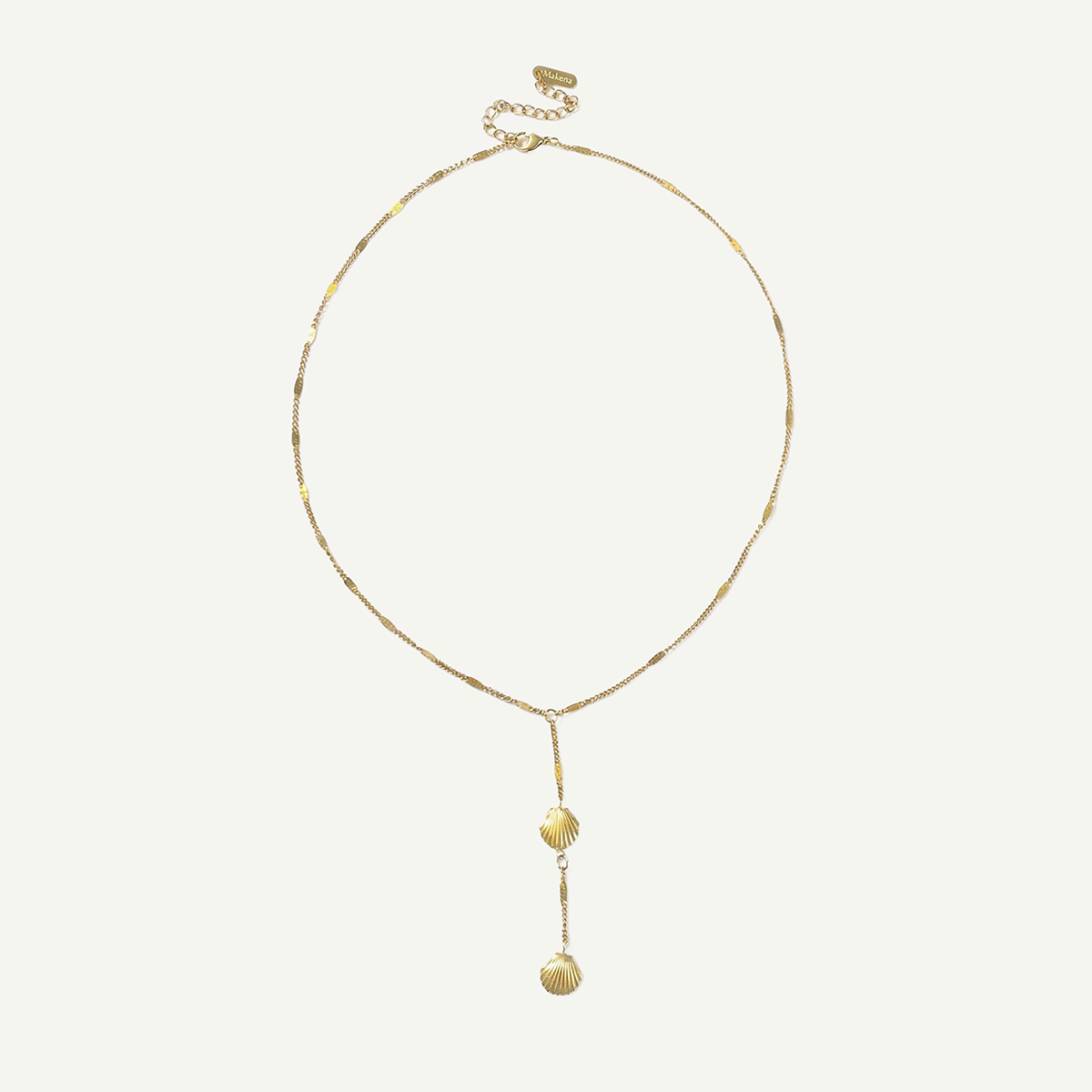 Golden Shell Drop Necklace, Gold