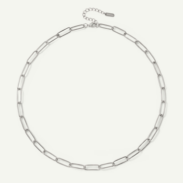 Thick Large Paperclip Chain Necklace, Silver