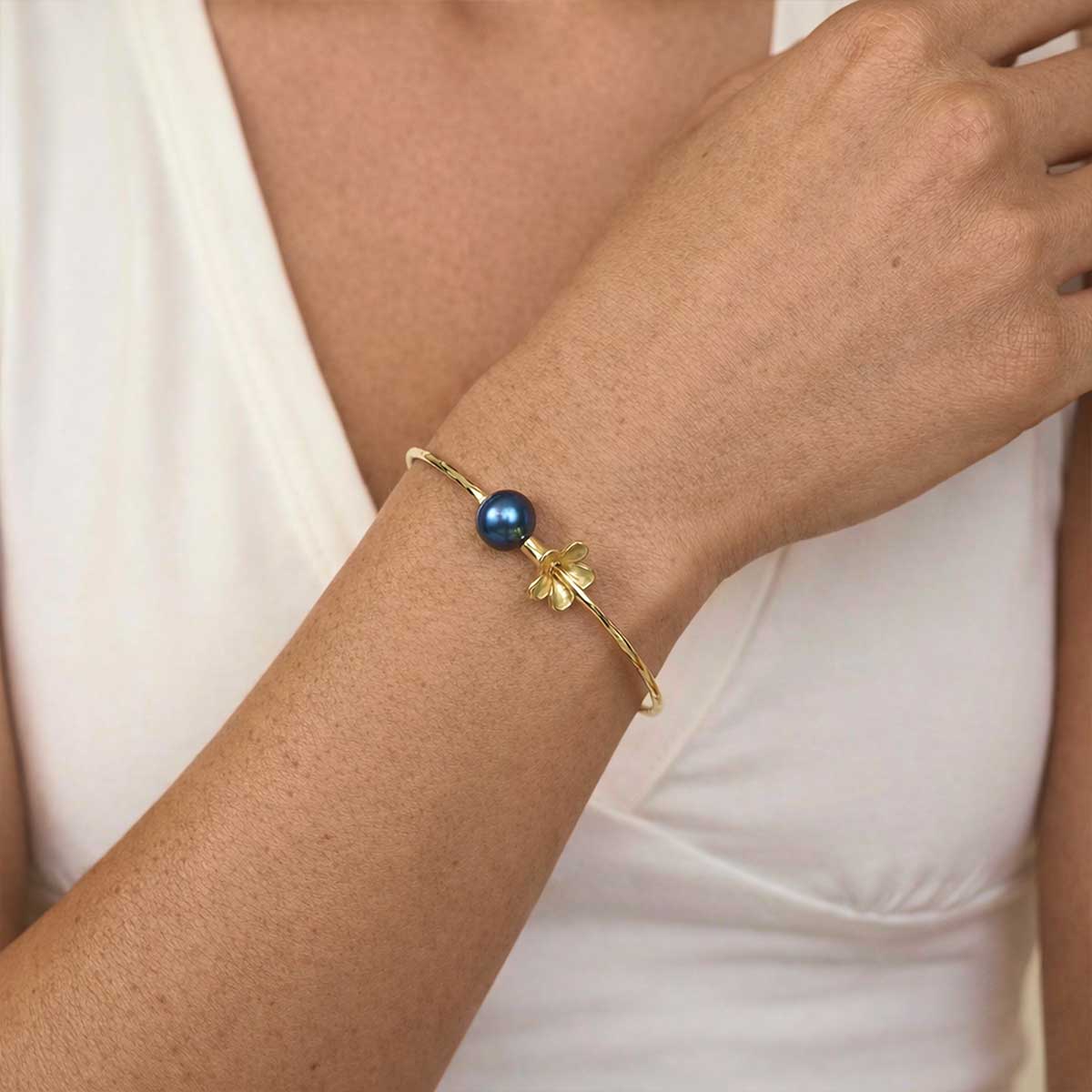 Plumeria and Pearl Bangle