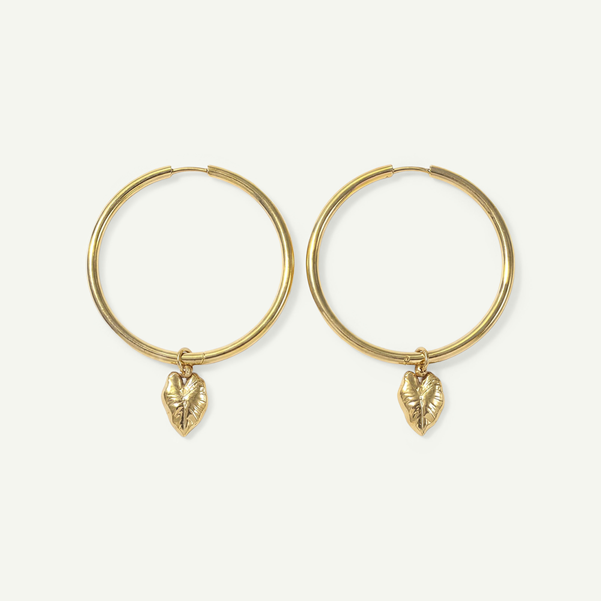 Kalo Mini Charm Large Hoops, Gold
