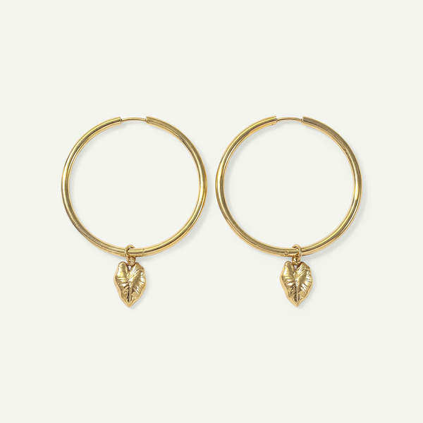 Kalo Mini Charm Large Hoops, Gold