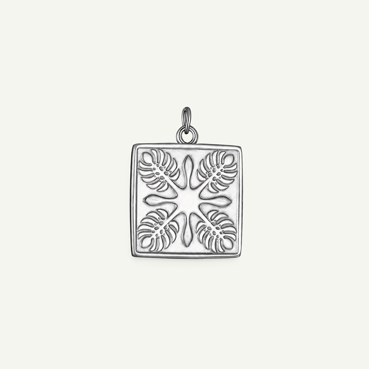 Monstera Quilt Square Pendant