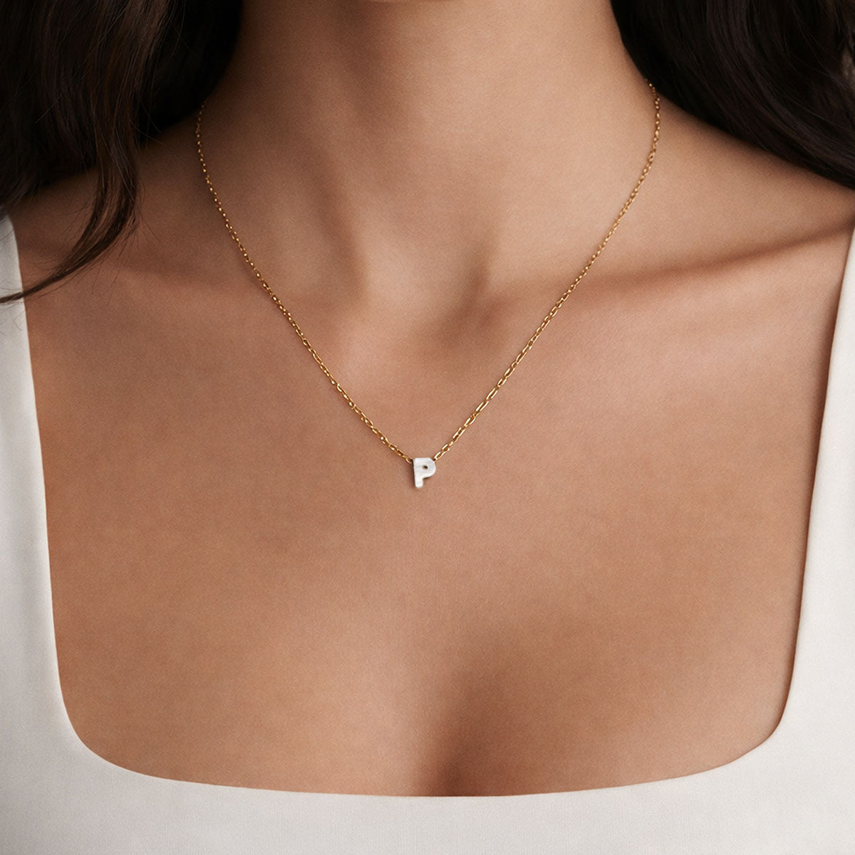 Monogram Mini Mother of Pearl Necklace