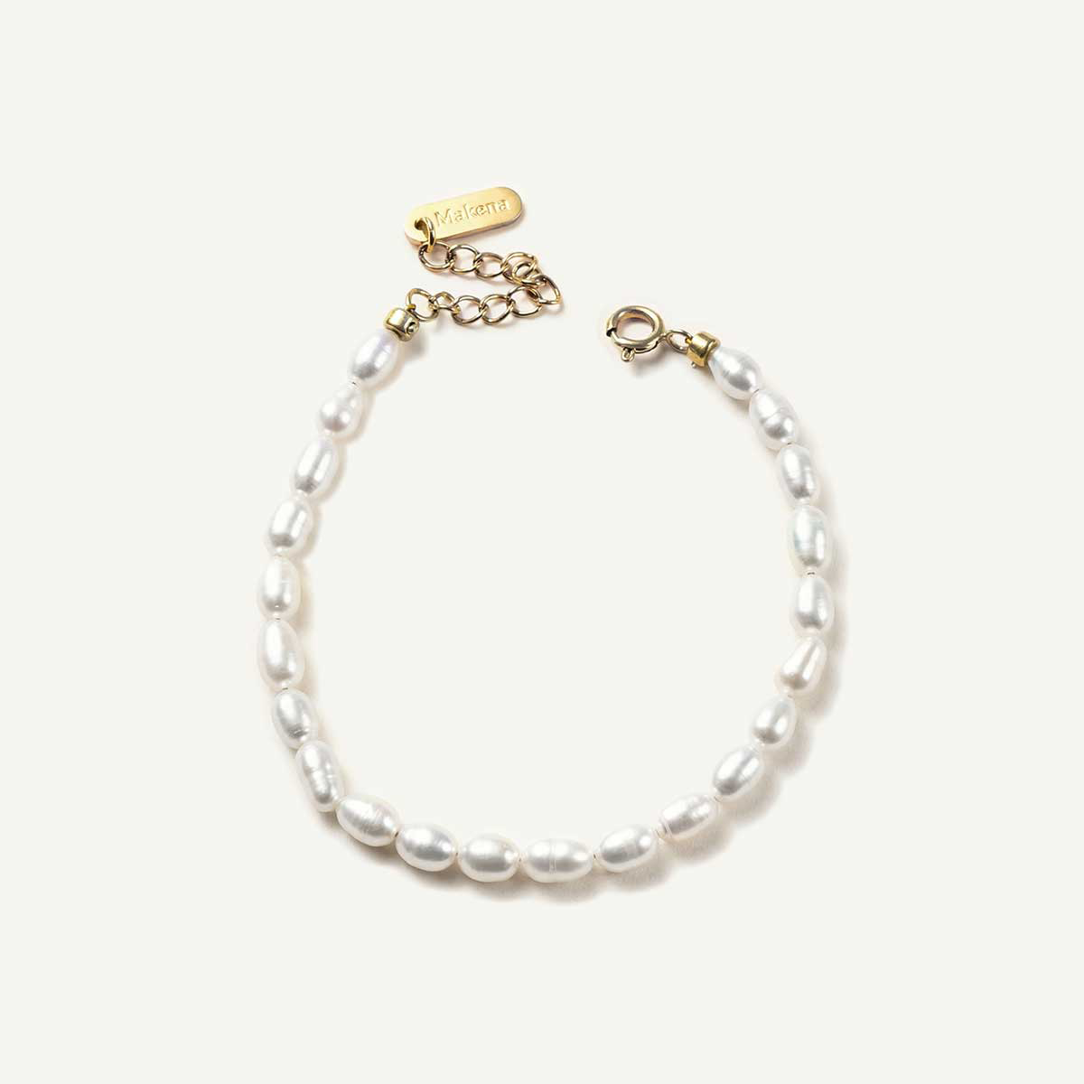 White Pearl Bracelet, Gold