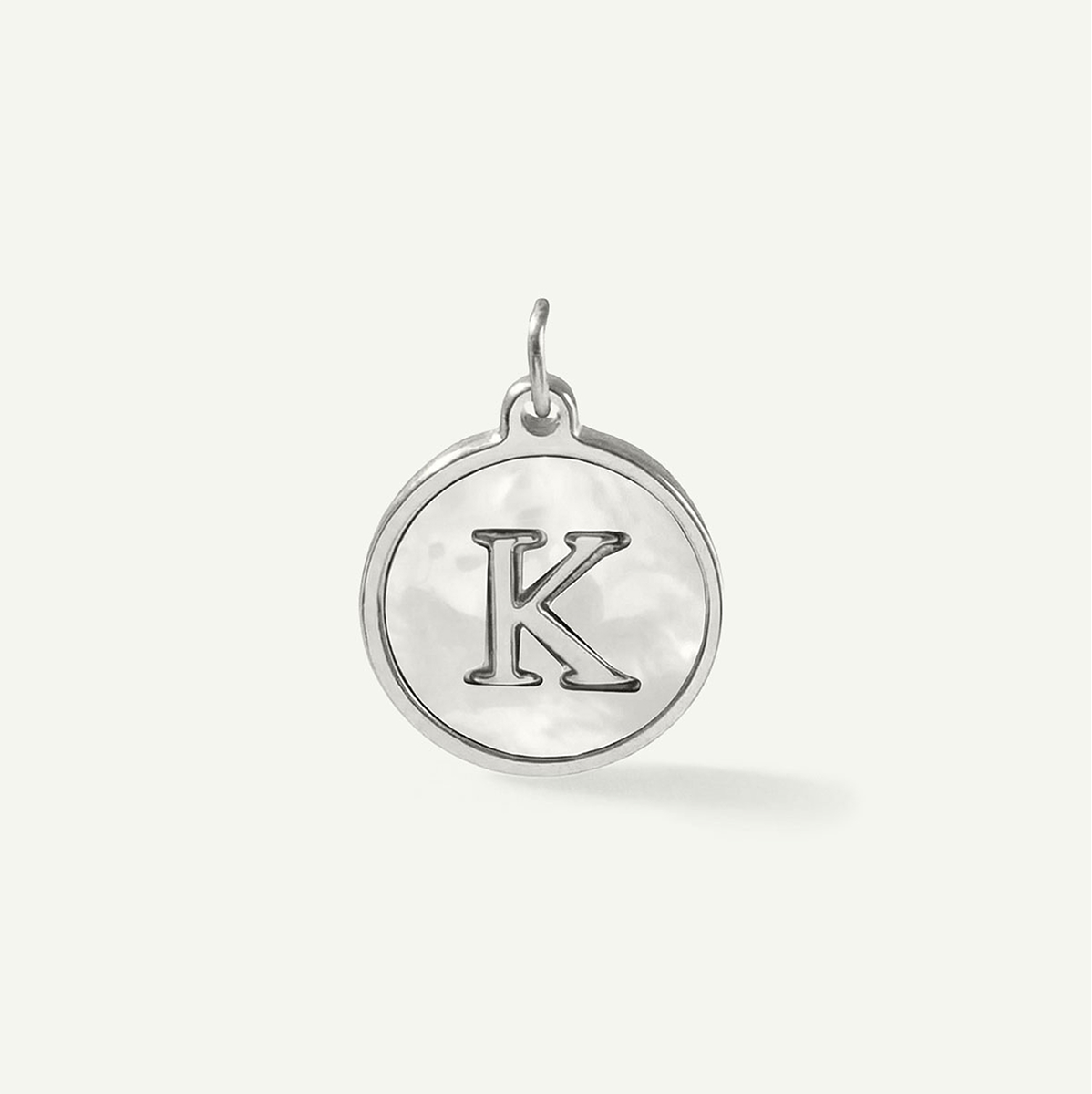 MOP Circle Monogram Letter Charm