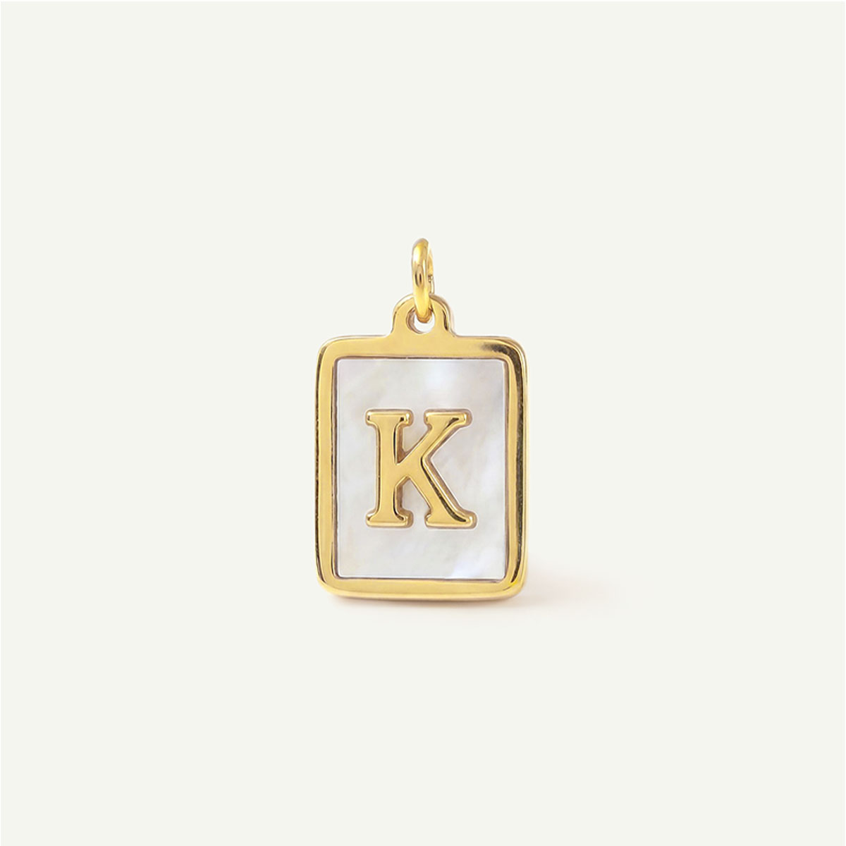 MOP Rectangle Monogram Letter Charm