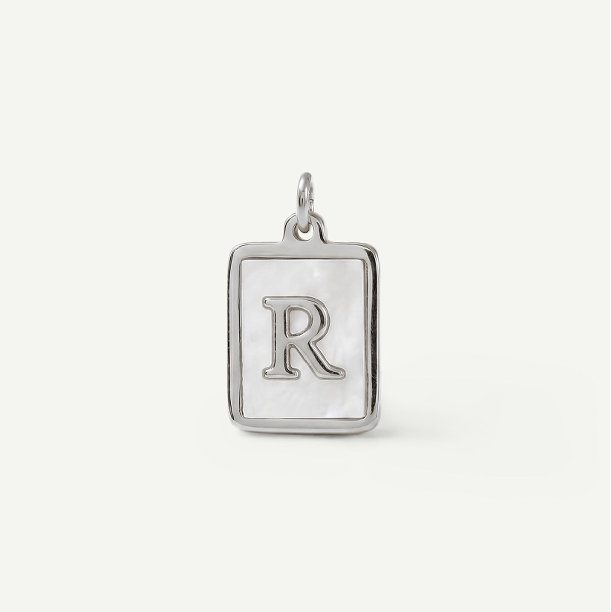 MOP Rectangle Monogram Letter Charm