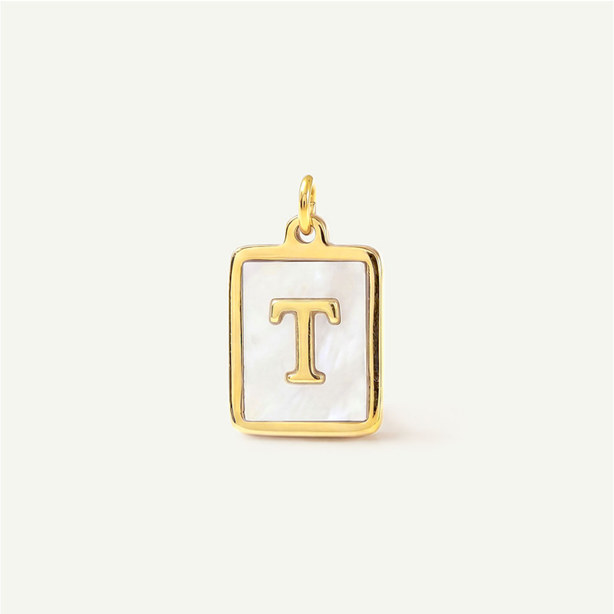 MOP Rectangle Monogram Letter Charm