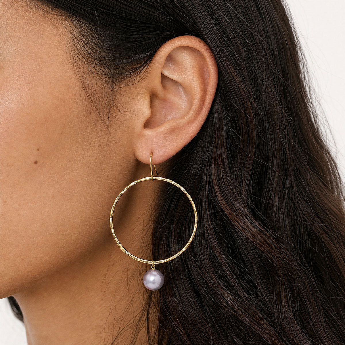Lulu Grey Pearl Hoops