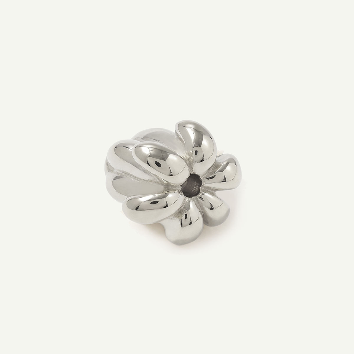 Crown Flower Bead Charm, Silver