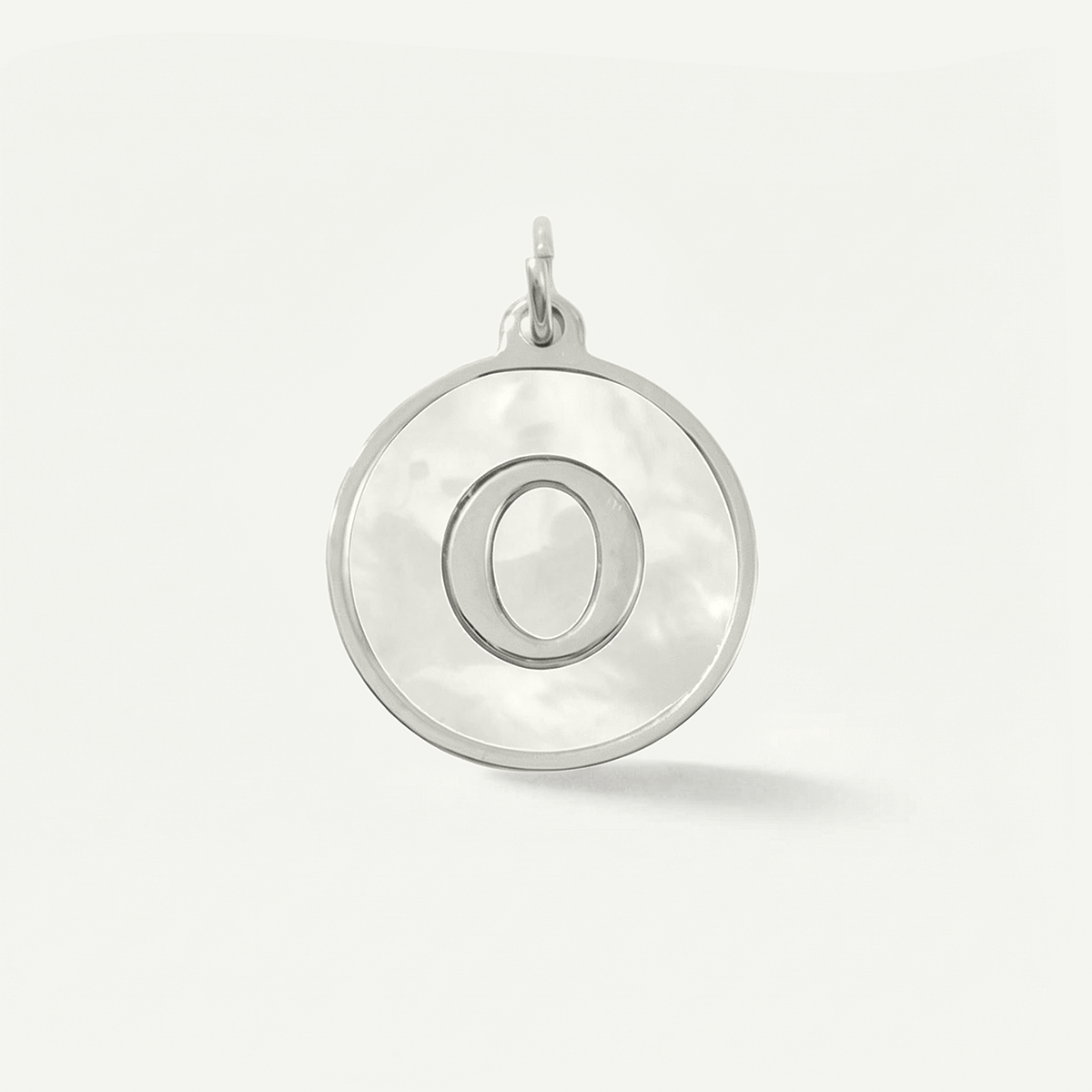 MOP Circle Monogram Letter Charm