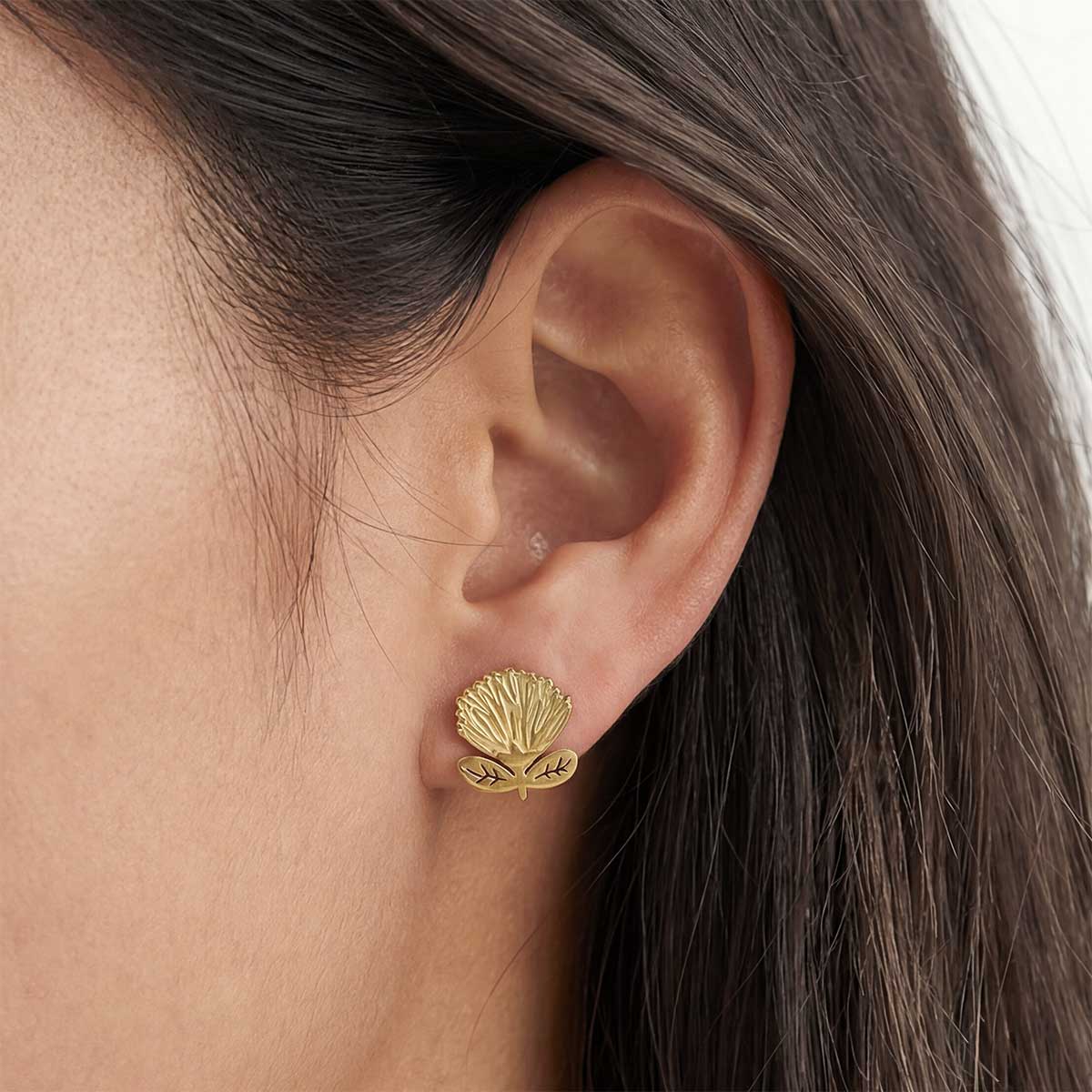 ‘Ōhi‘a Lehua Mini Studs, Gold