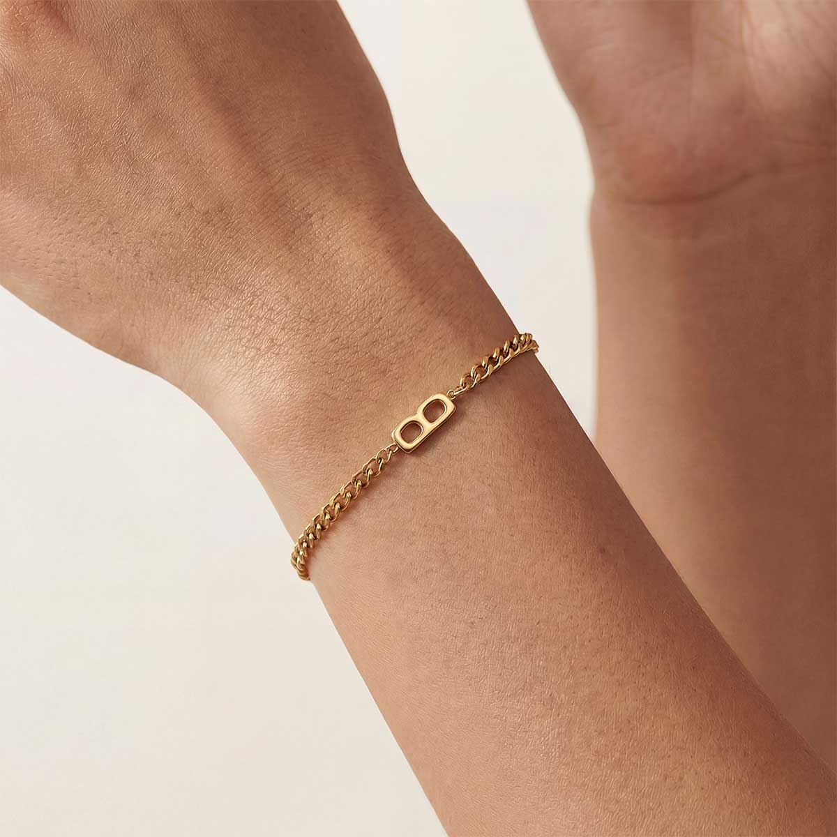 Monogramed Curb Chain Bracelet