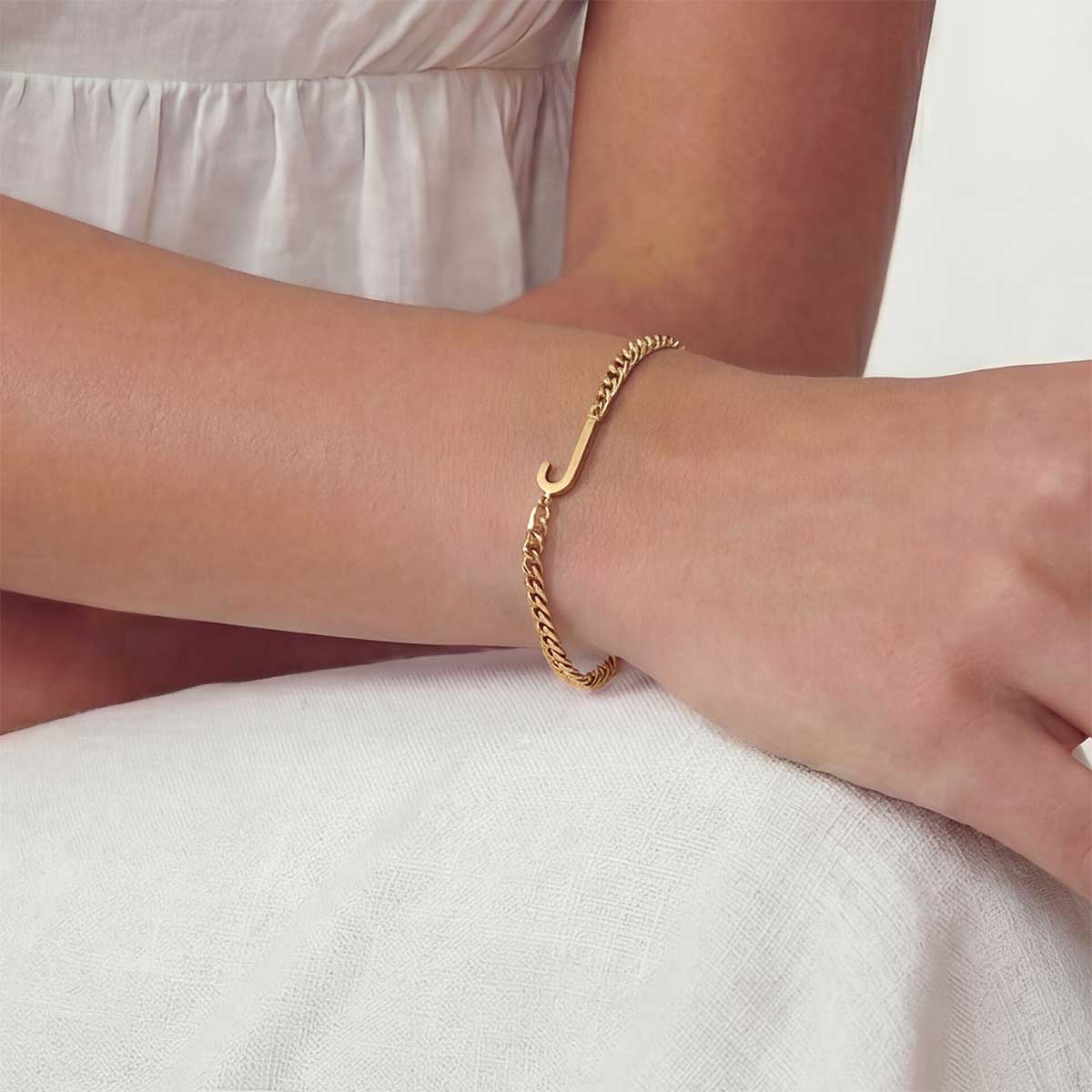 Monogramed Curb Chain Bracelet