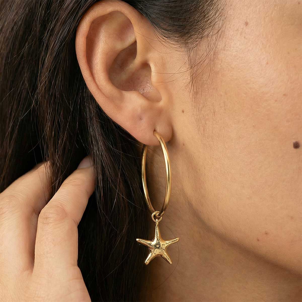 Starfish Large Hoops, Gold