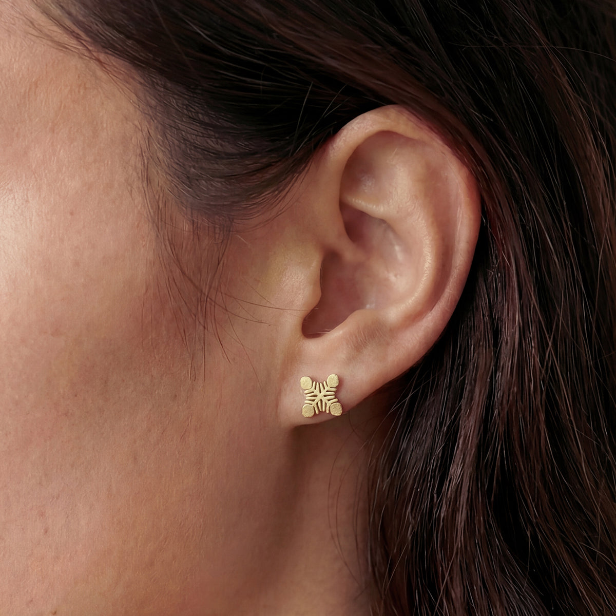 Leafy Protea Mini Studs, Gold