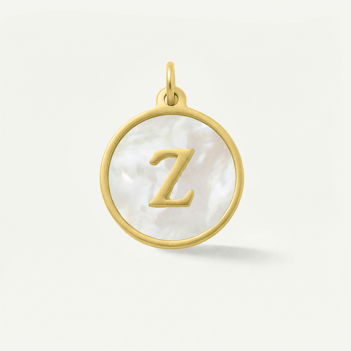 MOP Circle Monogram Letter Charm