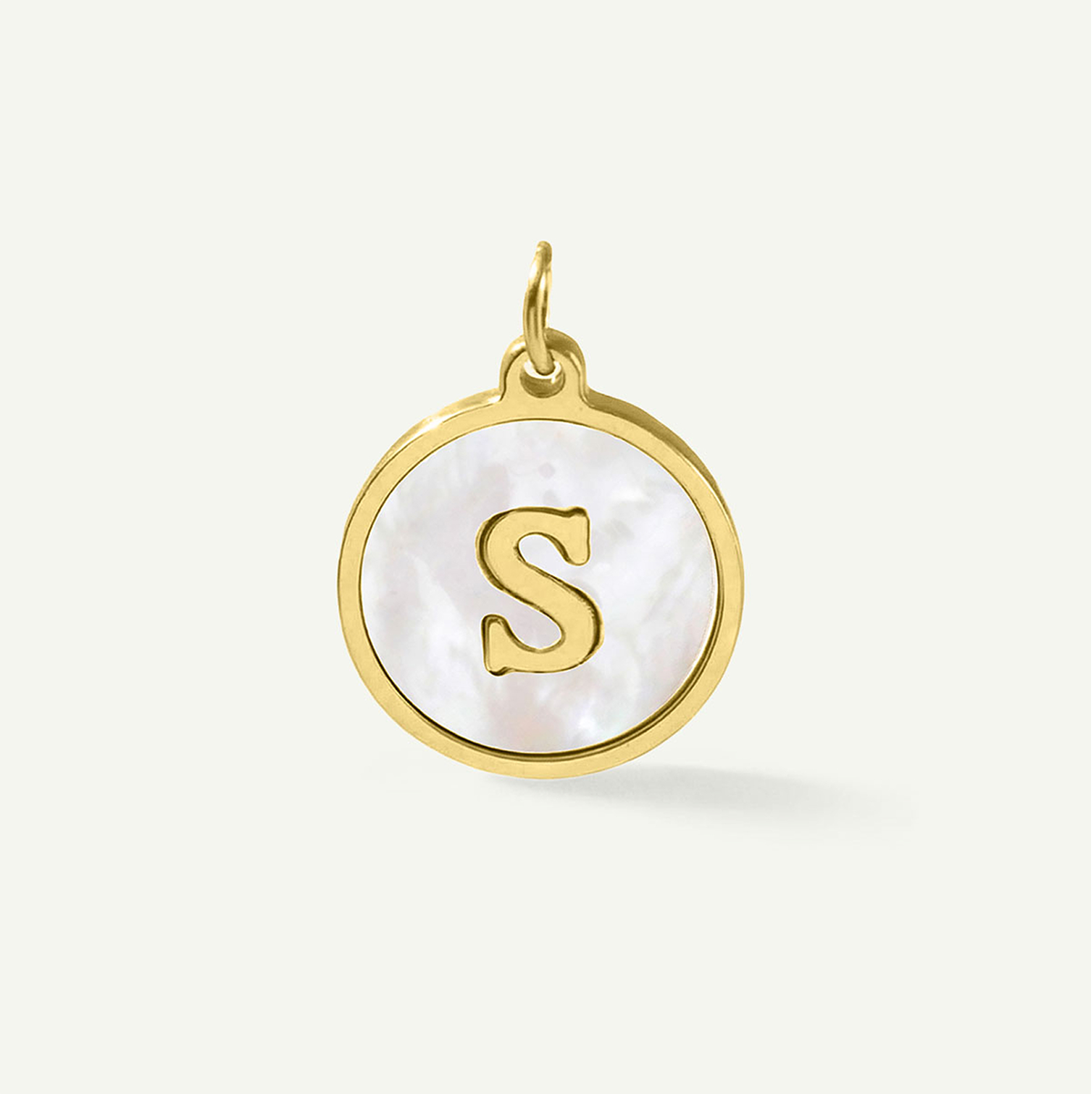 MOP Circle Monogram Letter Charm